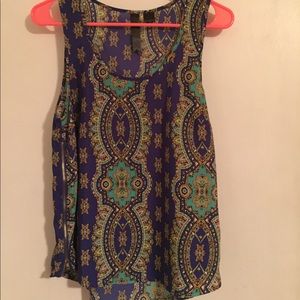 Purple sleeveless blouse with zippers on side